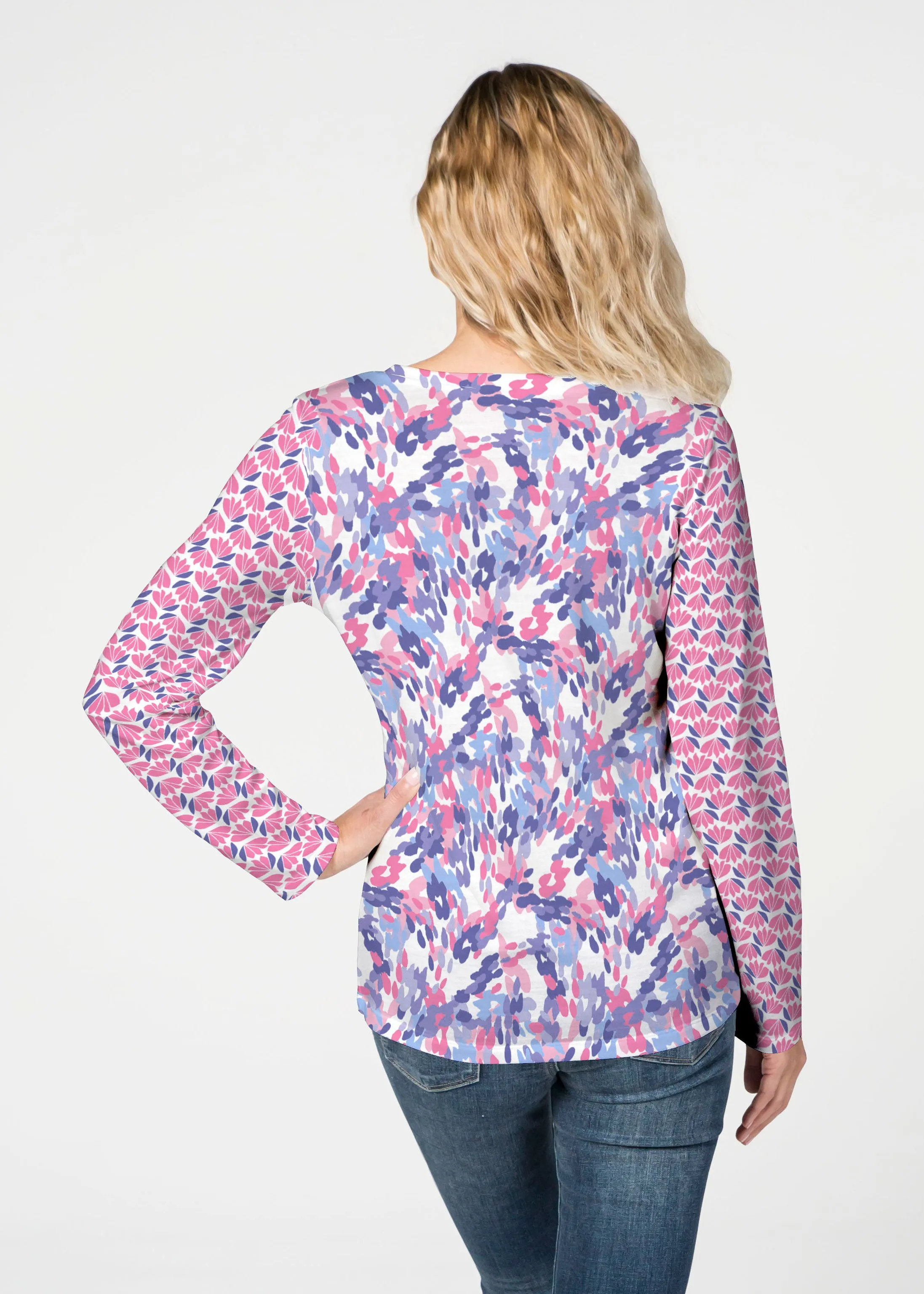 Lillypad Pink (10190) ~ French Terry V-neck Top