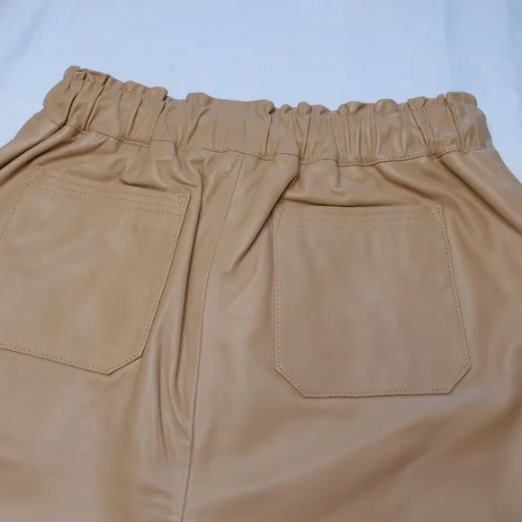 Lita By Ciara Lamb Leather wide leg Short Drawstring size Medium NWT MRSP $398