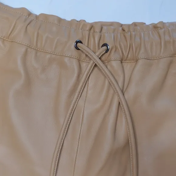 Lita By Ciara Lamb Leather wide leg Short Drawstring size Medium NWT MRSP $398