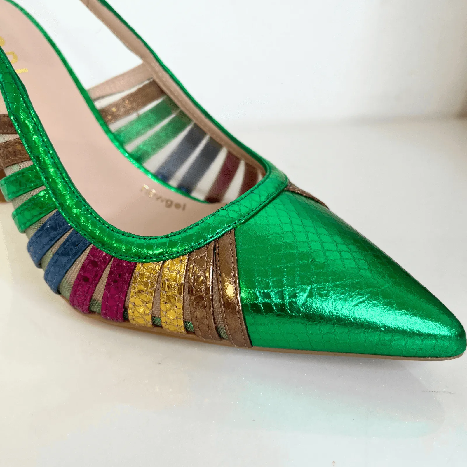 Lodi Rostel Green Sling Back Shoes