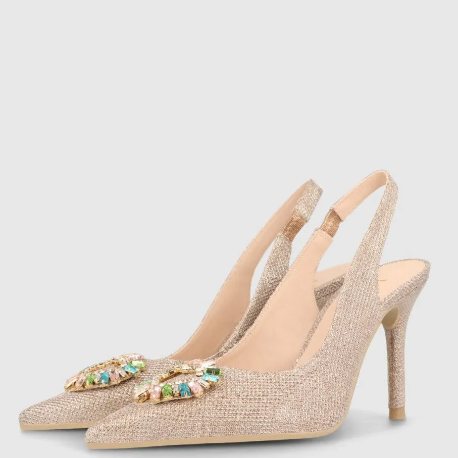 Lodi Soficor Sling Back Stiletto Shoes - Gold