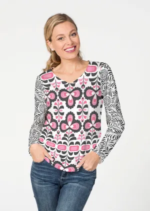 Lolly (8090) ~ French Terry V-neck Top