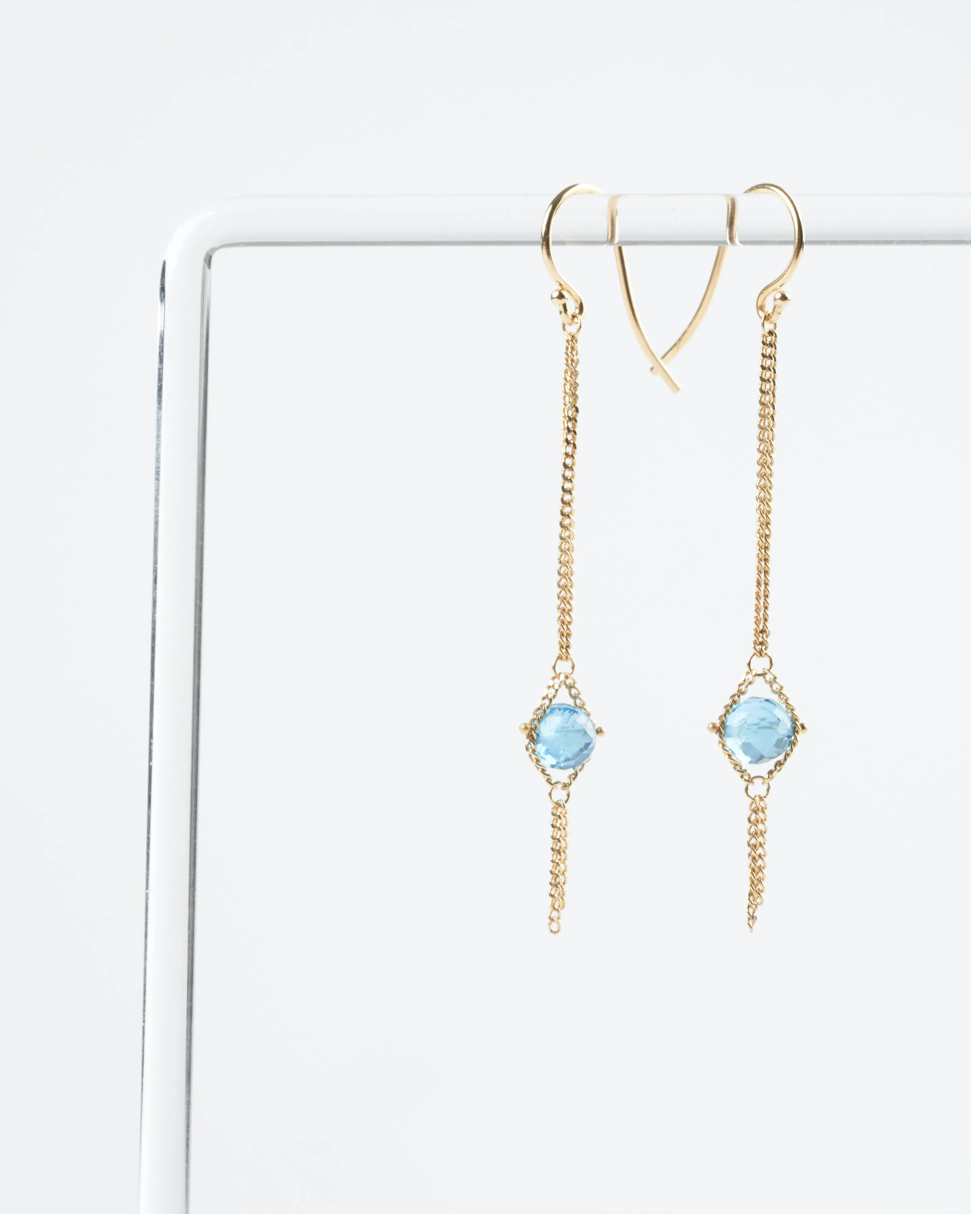 london blue topaz drop earring - blue/ gold