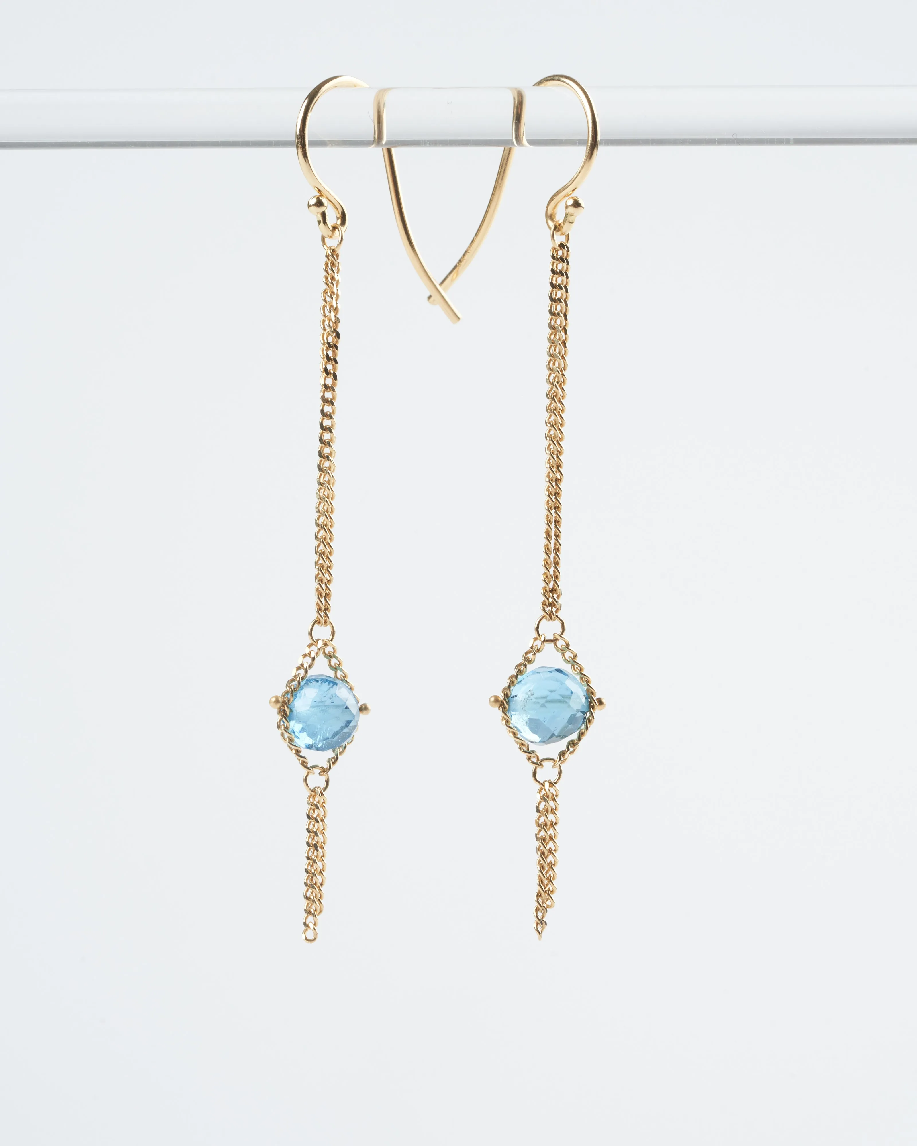 london blue topaz drop earring - blue/ gold