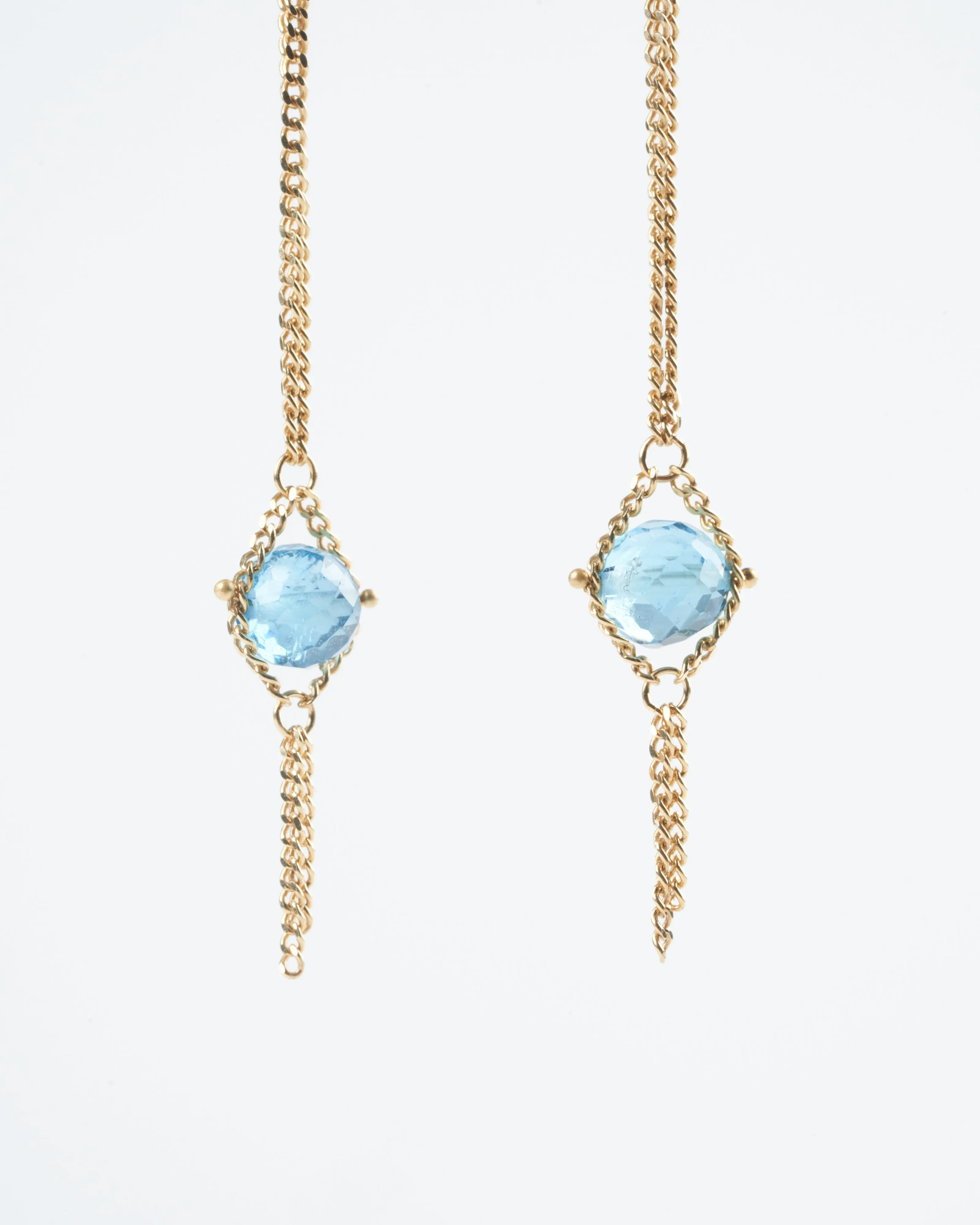 london blue topaz drop earring - blue/ gold