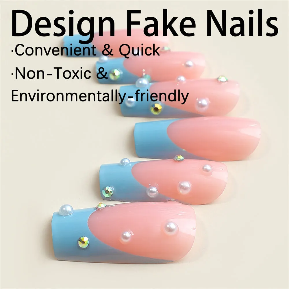 Long Coffin French Bead Blue