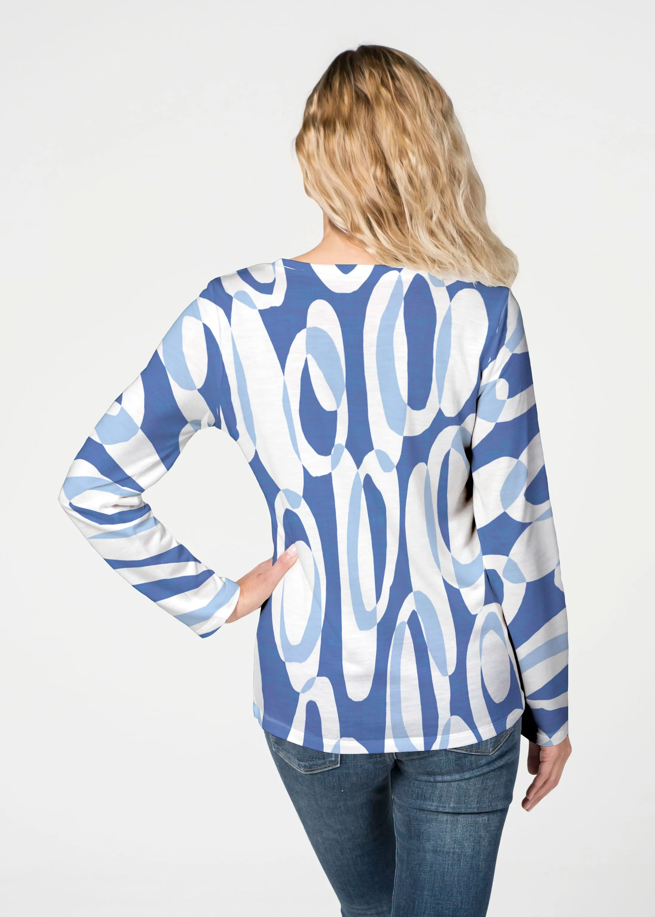 Loop ta Loop Blue (8086) ~ French Terry V-neck Top