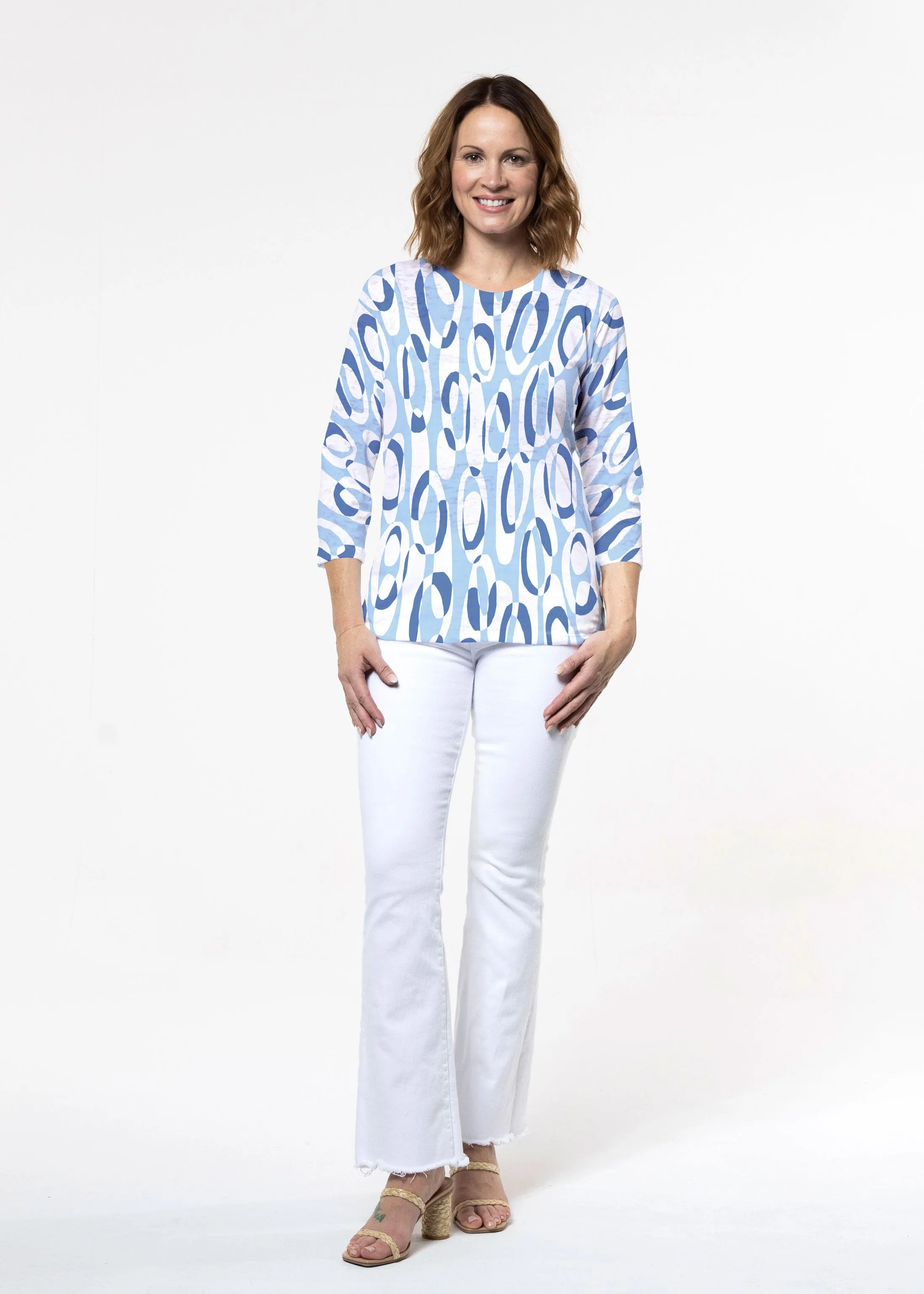 Loop ta Loop Blue (8086) ~ Signature 3/4 Sleeve Crew Neck Top