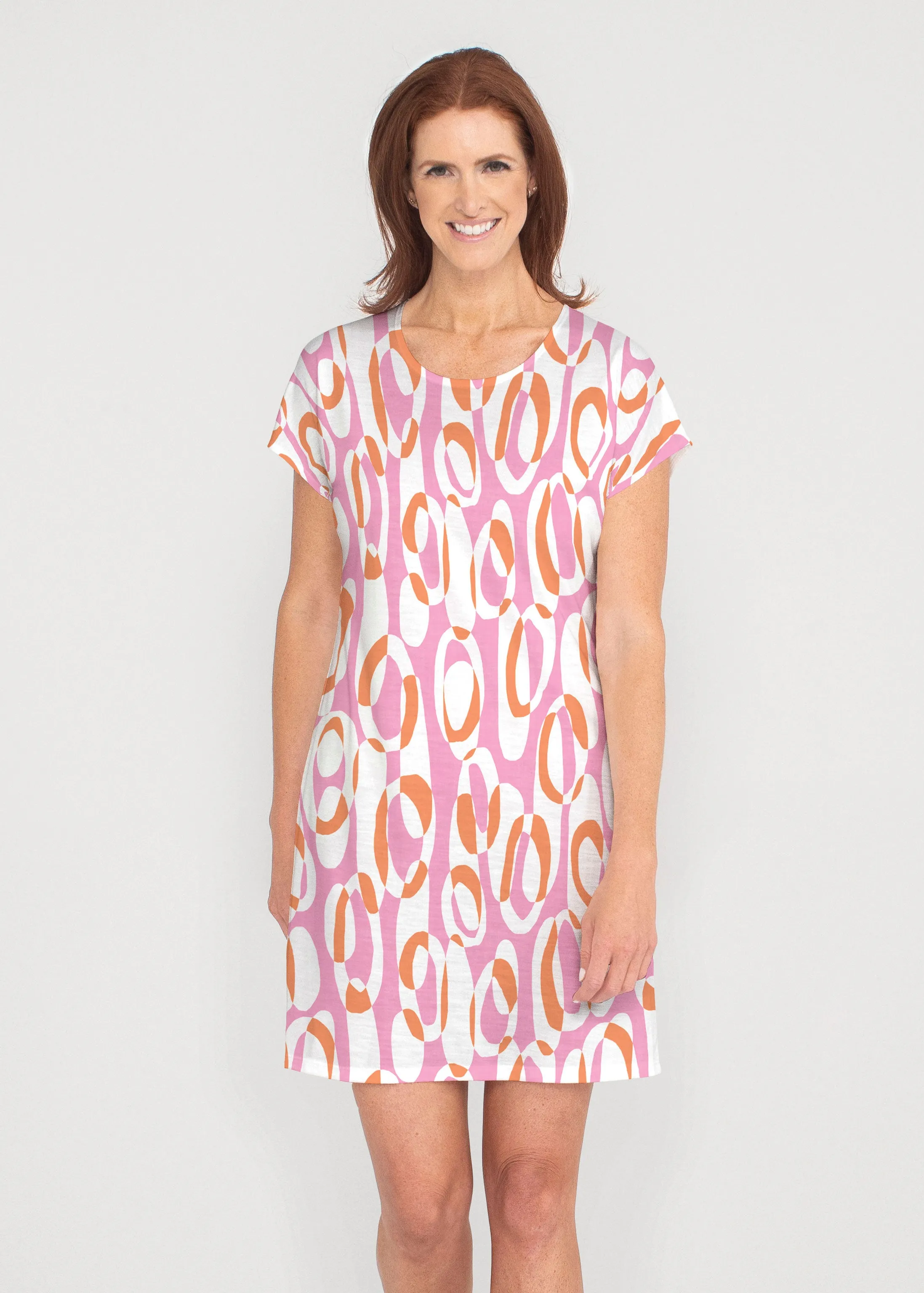 Loop ta Loop Pink (8085) ~ French Terry Short Sleeve Crew Dress