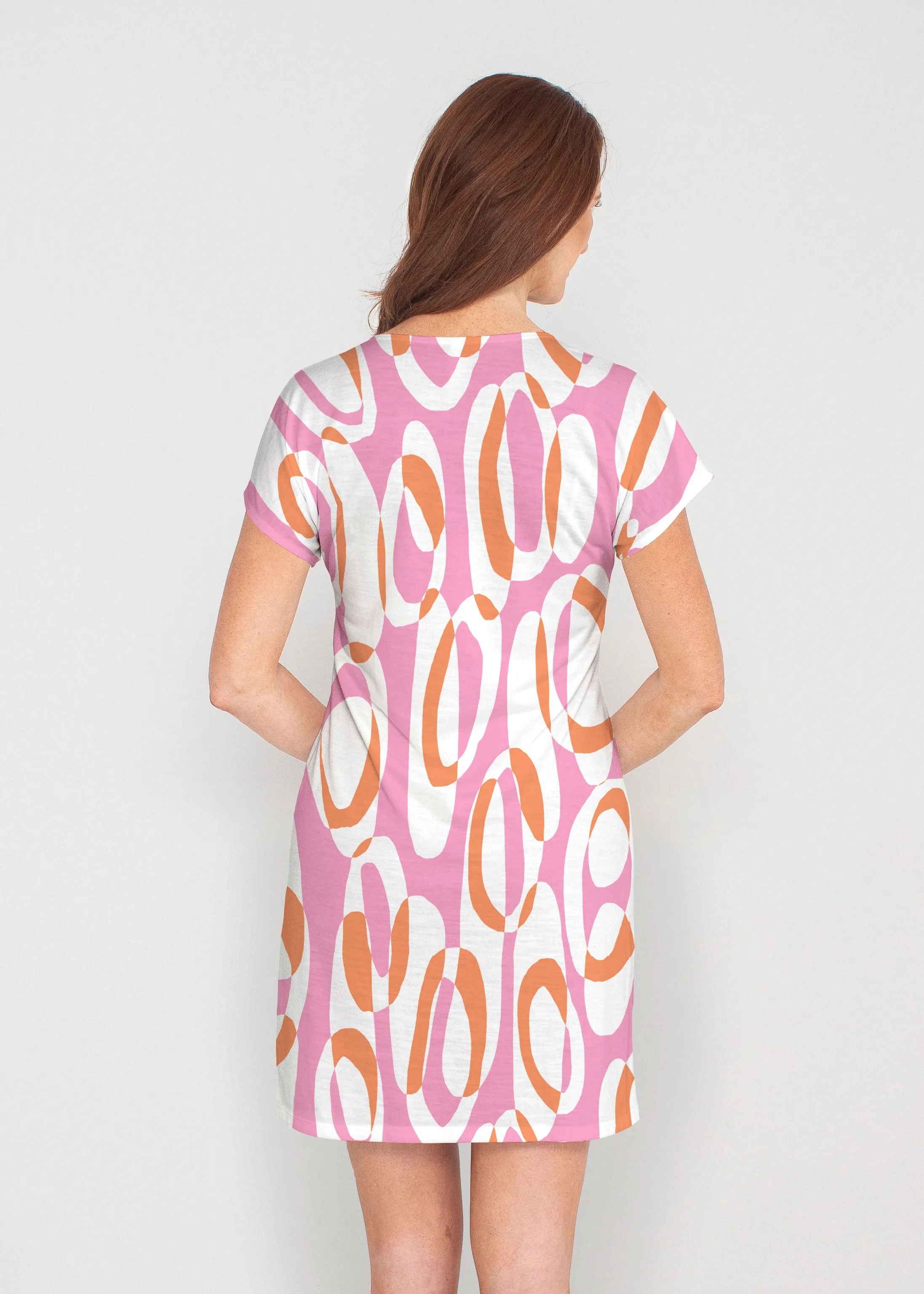 Loop ta Loop Pink (8085) ~ French Terry Short Sleeve Crew Dress