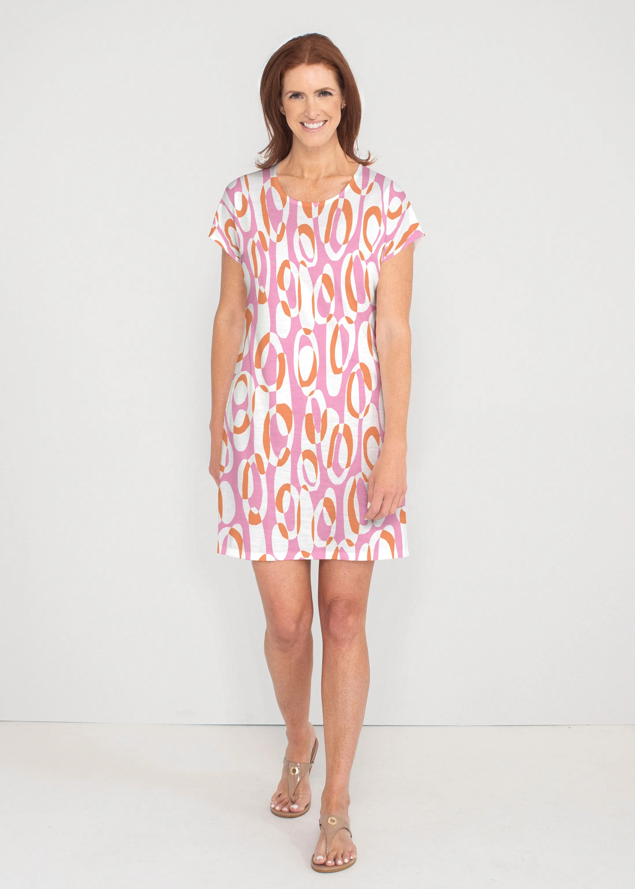 Loop ta Loop Pink (8085) ~ French Terry Short Sleeve Crew Dress