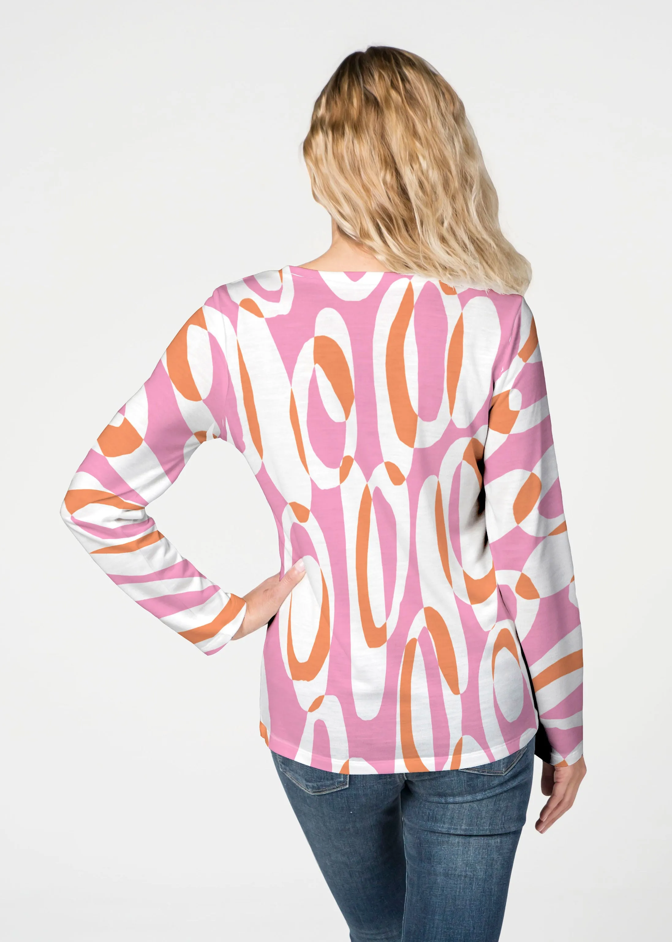 Loop ta Loop Pink (8085) ~ French Terry V-neck Top