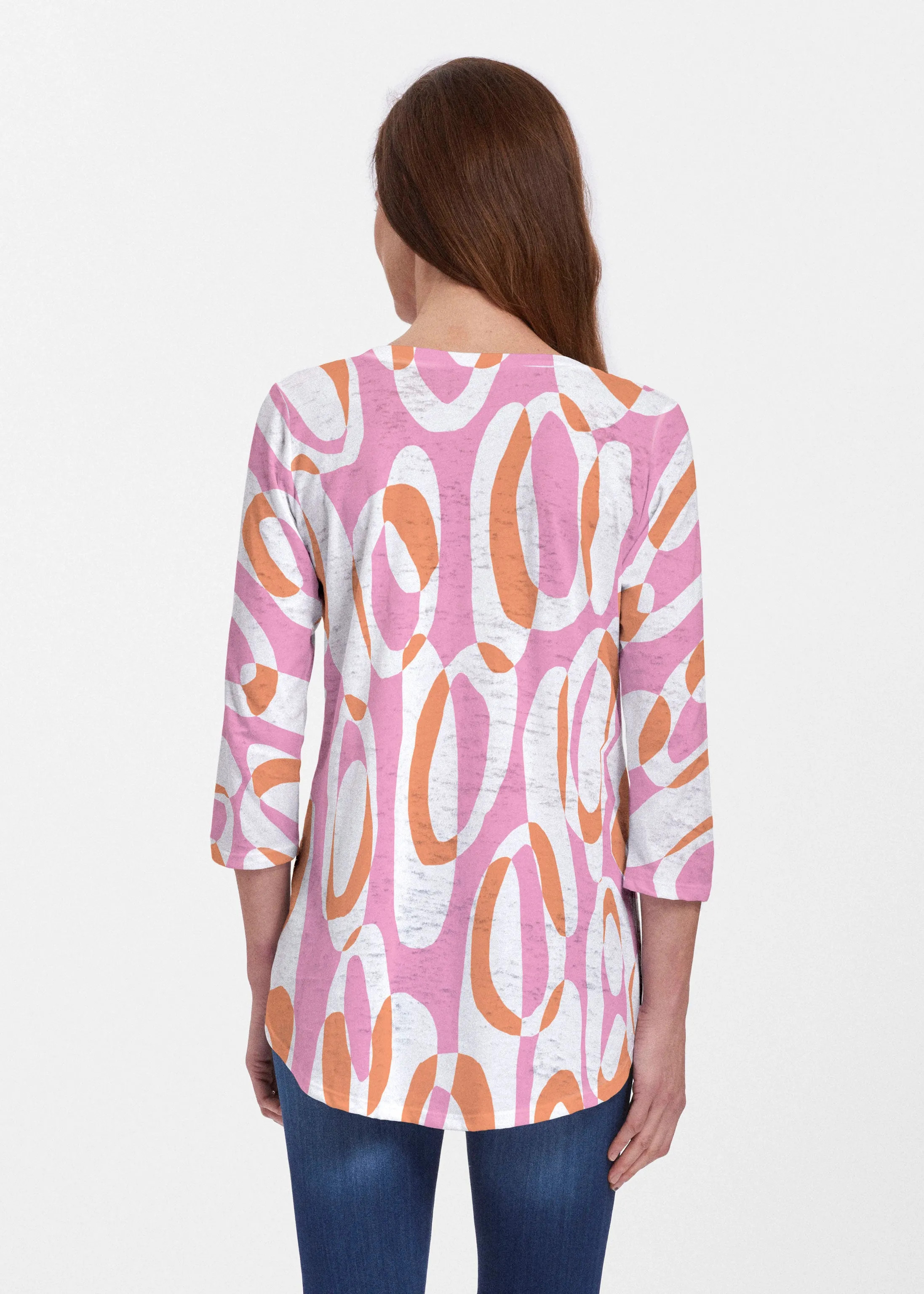 Loop ta Loop Pink (8085) ~ V-neck Flowy Tunic