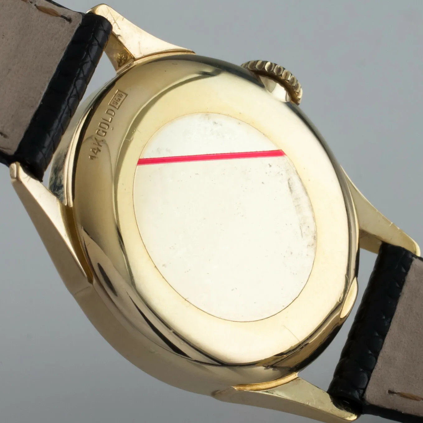 Lord Elgin Vintage 14k Yellow Gold Hand-Winding Watch Black Dial 1953 Mov #556