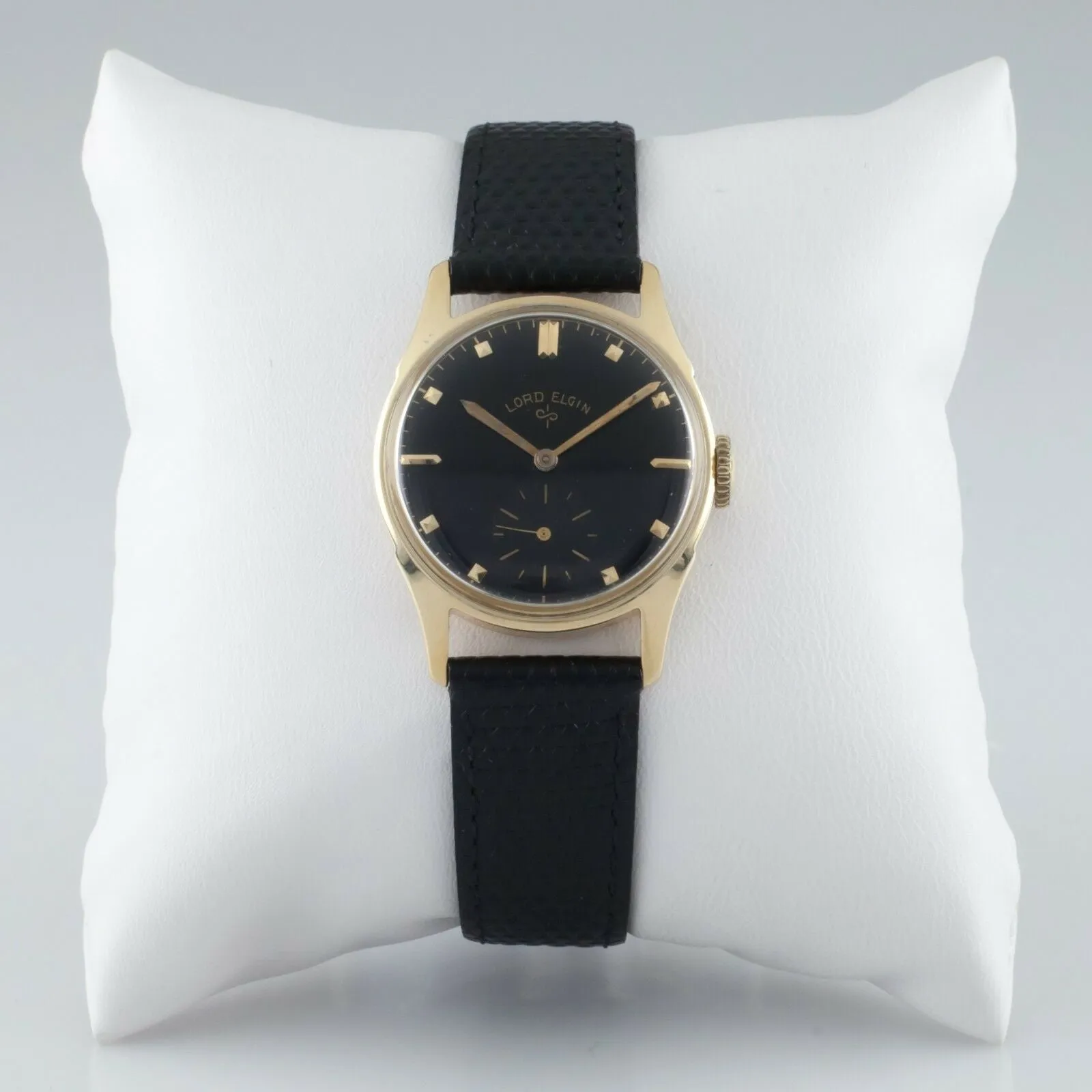 Lord Elgin Vintage 14k Yellow Gold Hand-Winding Watch Black Dial 1953 Mov #556