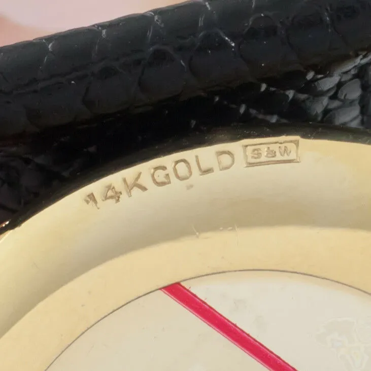 Lord Elgin Vintage 14k Yellow Gold Hand-Winding Watch Black Dial 1953 Mov #556