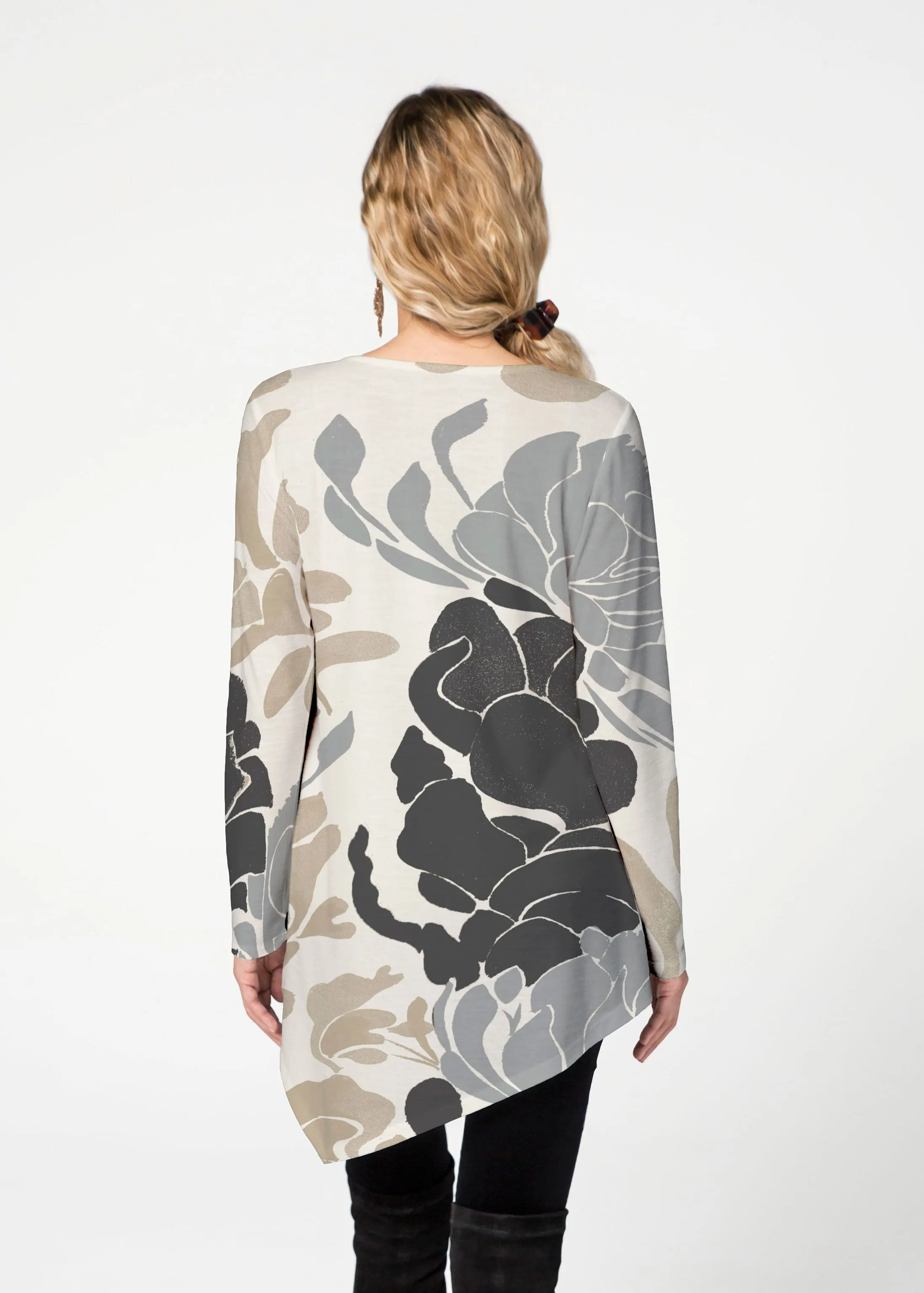 Lotus Grey (23057) ~ Asymmetrical French Terry Tunic
