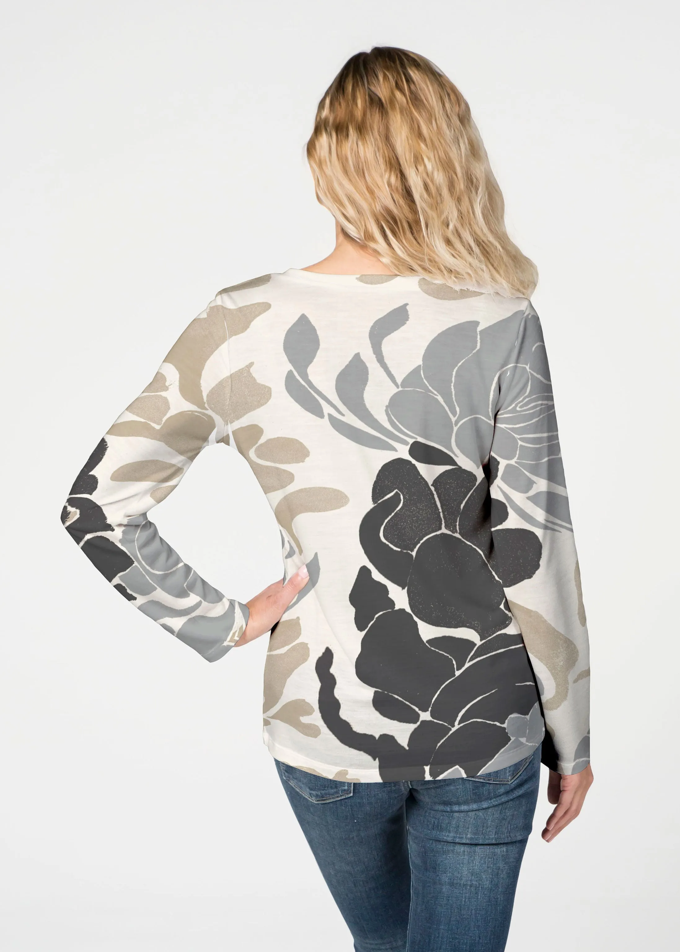 Lotus Grey (23057) ~ French Terry V-neck Top
