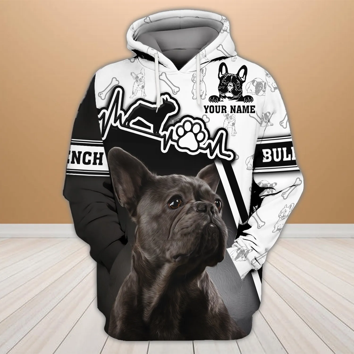 Love French Bulldog - Personalized Name 3D Hoodie 186 - Nvc97