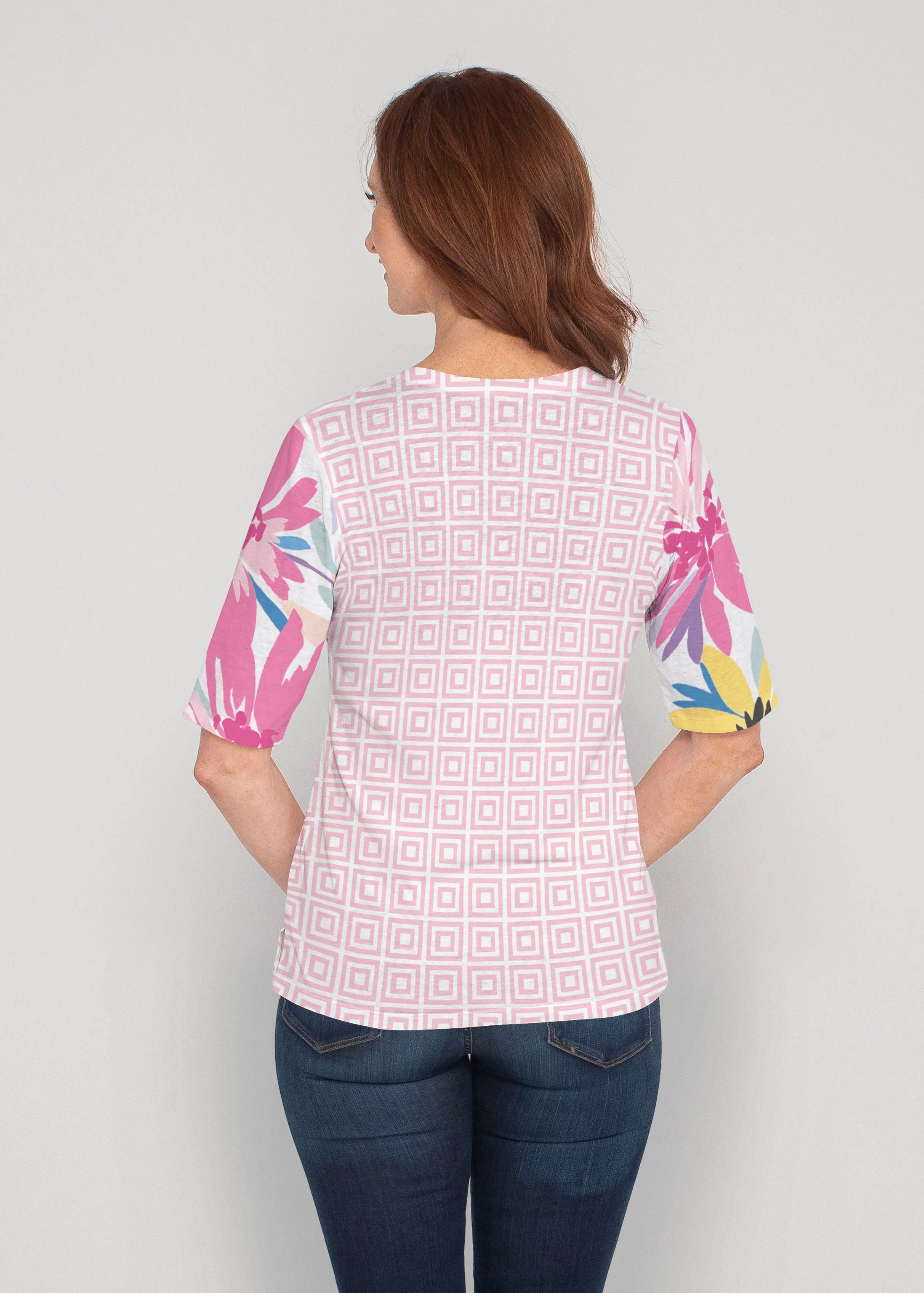 Loves me Loves me Not (8068) ~ Signature Elbow Sleeve V-Neck Top