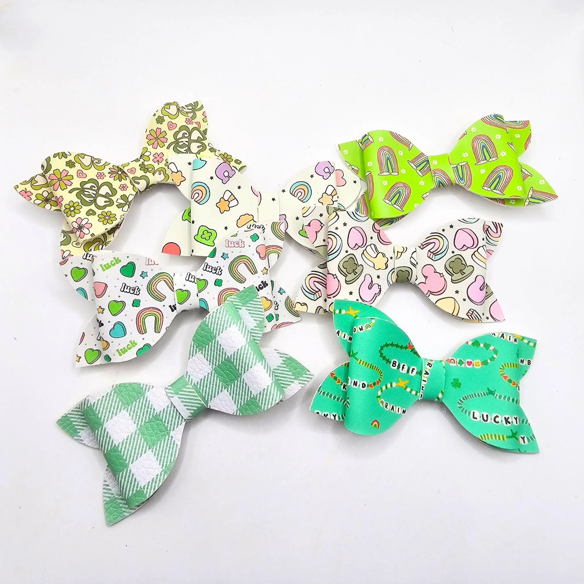 Lucky Rainbow Faux Leather Bows