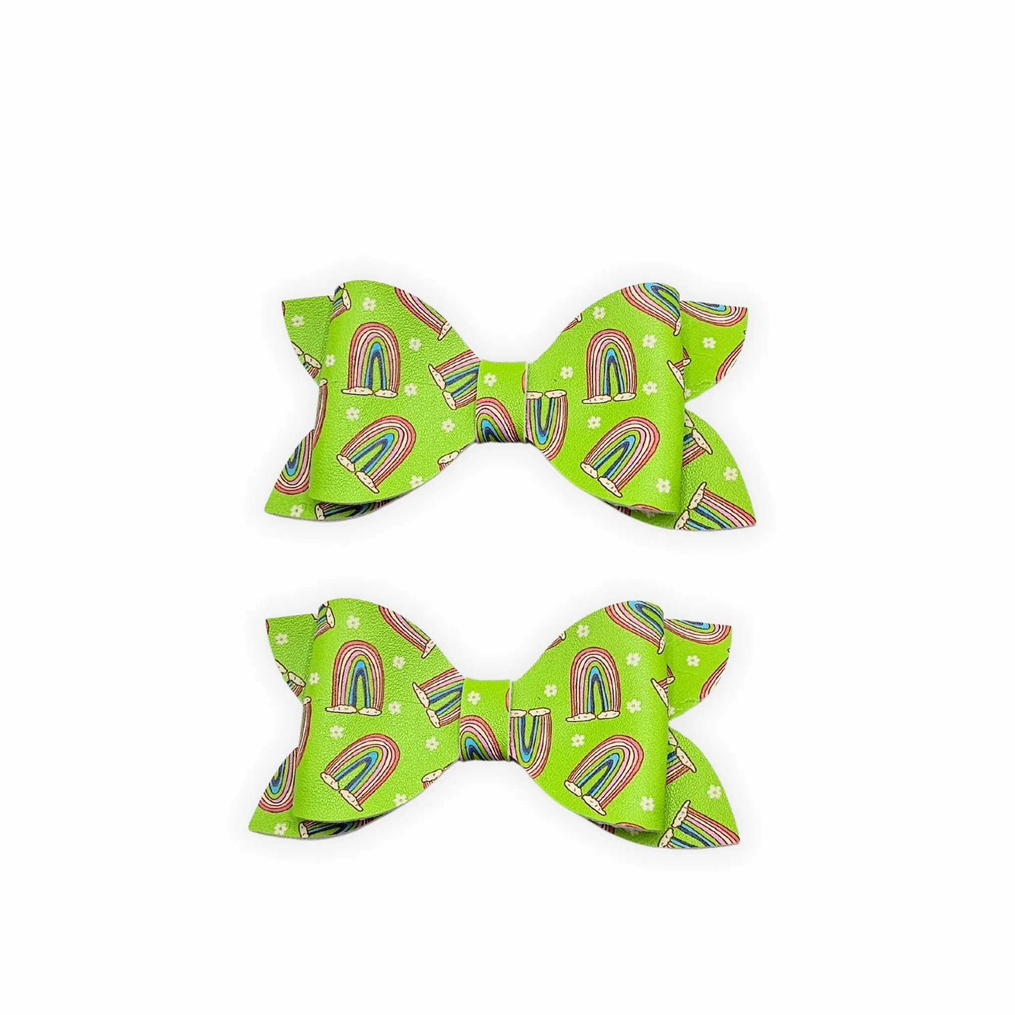 Lucky Rainbow Faux Leather Bows