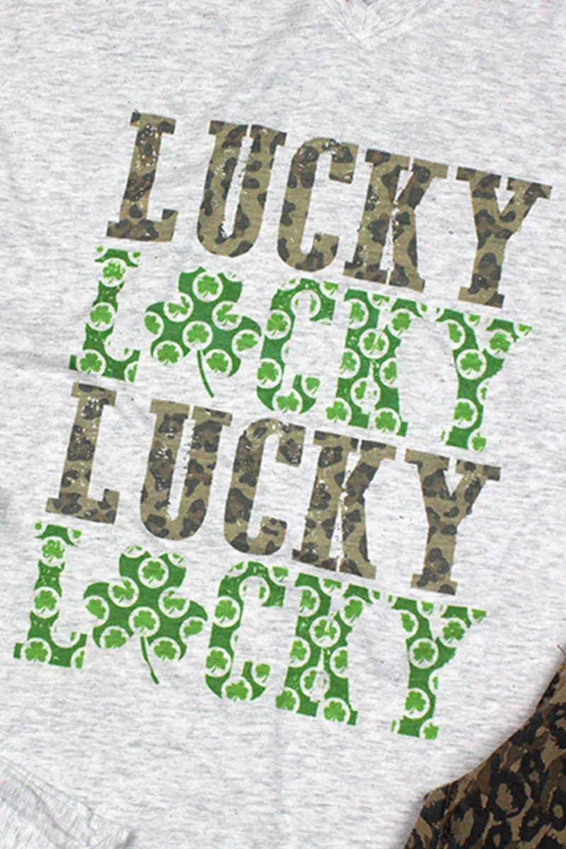 Lucky Stacked Tri-Blend V Neck Tee