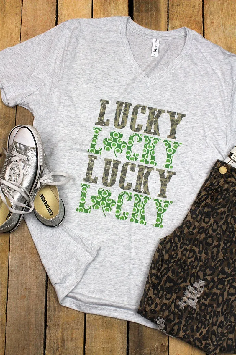Lucky Stacked Tri-Blend V Neck Tee