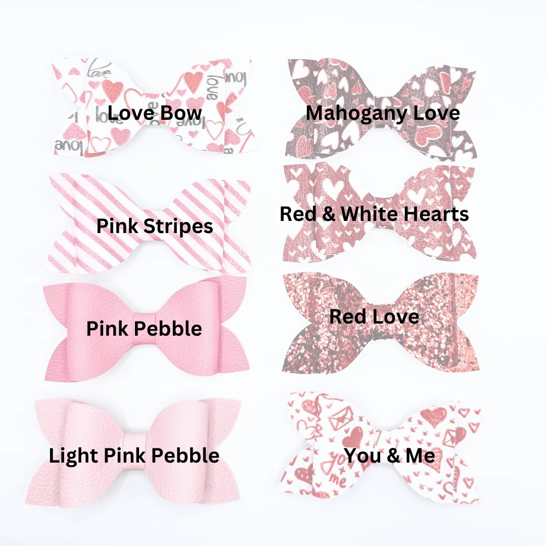 Luna - Red & Pink Valentine Faux Leather Hair Bows