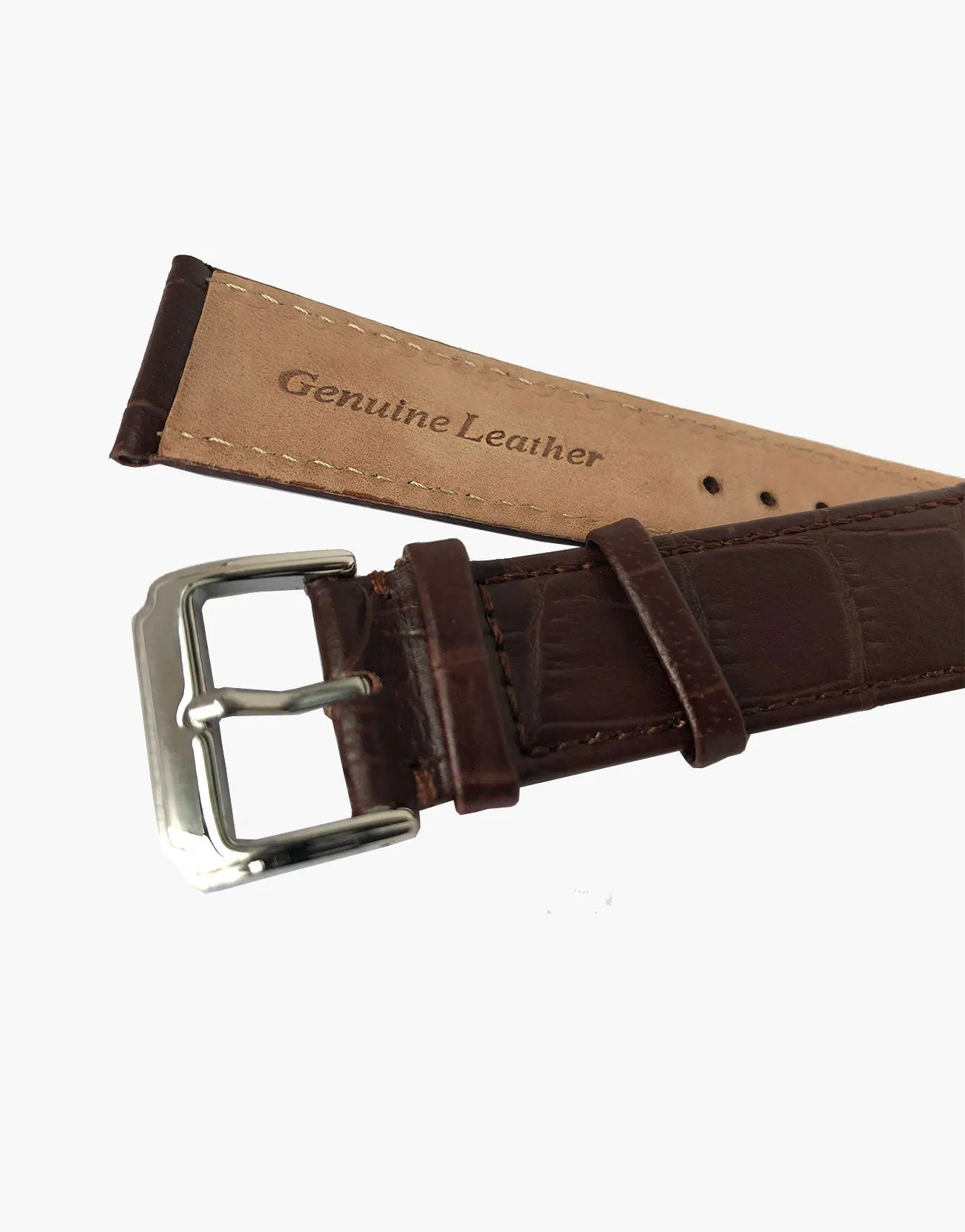 LUX Leather Alligator Grain Watch Band Brown-Matte