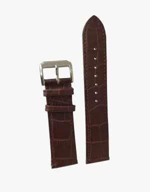 LUX Leather Alligator Grain Watch Band Brown-Matte