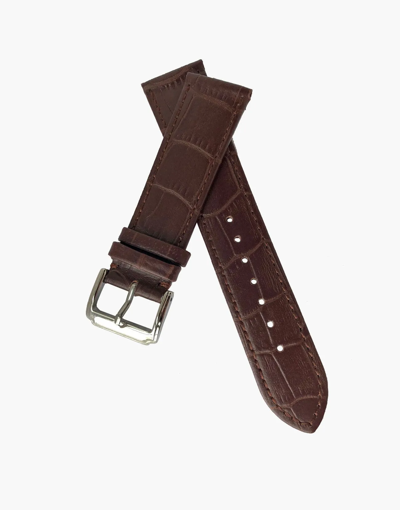 LUX Leather Alligator Grain Watch Band Brown-Matte