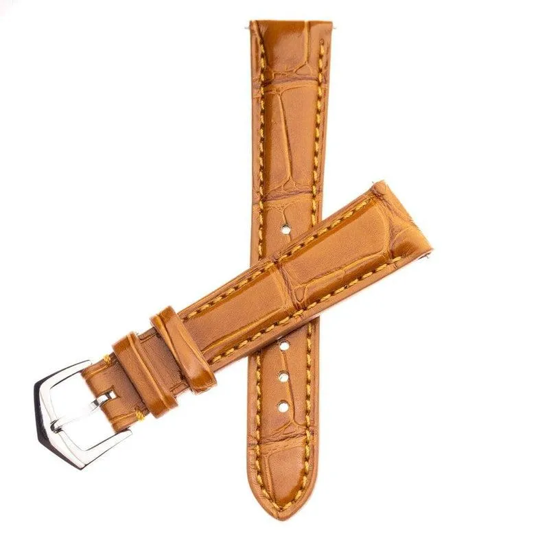 Luxurious Cognac Alligator Leather Watch Band for Apple Watch - Elevate Your Style with Premium Quality