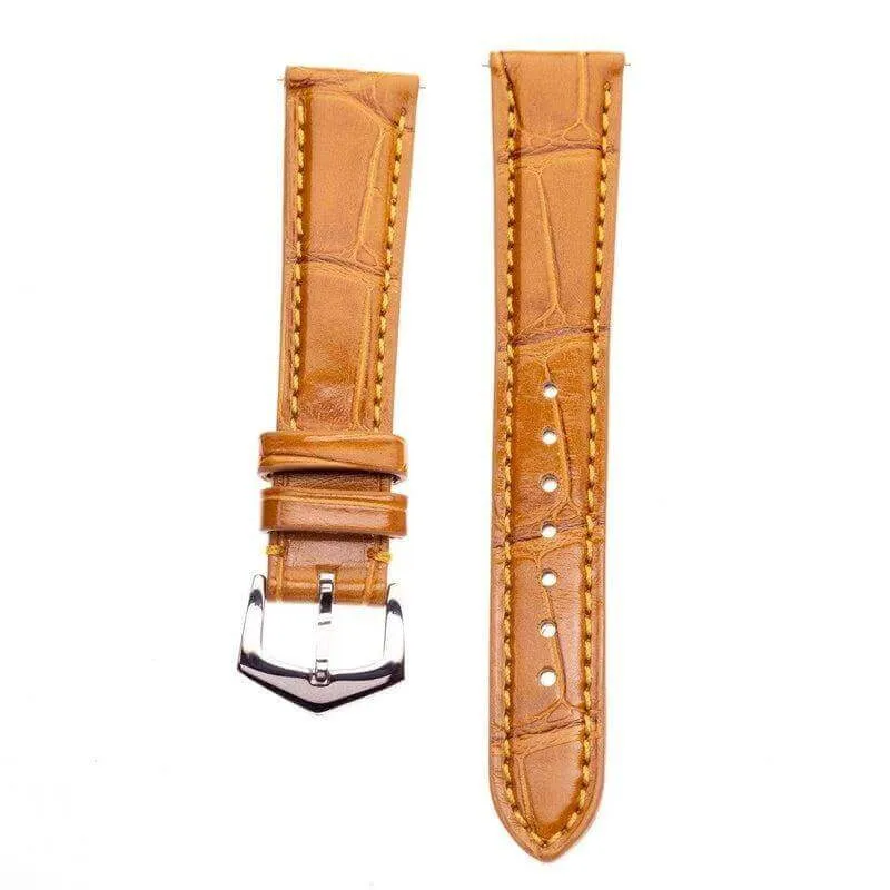 Luxurious Cognac Alligator Leather Watch Band for Apple Watch - Elevate Your Style with Premium Quality