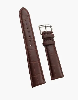 Luxury Alligator Grain Genuine Leather Watch Band Dark Brown Matte