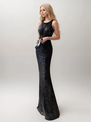 Luxury Sequin Mermaid Evening Gown with Keyhole Detail