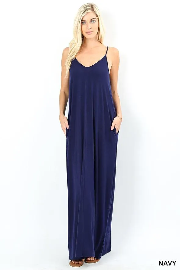 MACIE MAXI POCKET DRESS NAVY