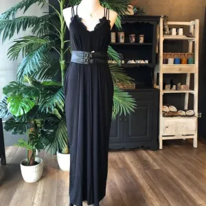 MACIE SOLID POCKET MAXI DRESS BLK