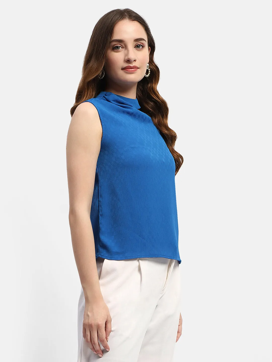 Madame Cowl Neck Royal Blue Top