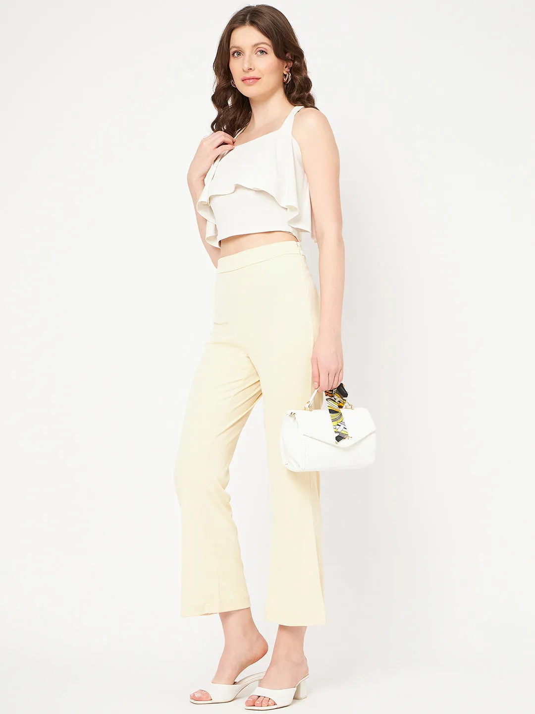 Madame High Rise Off-White Flared Trouser