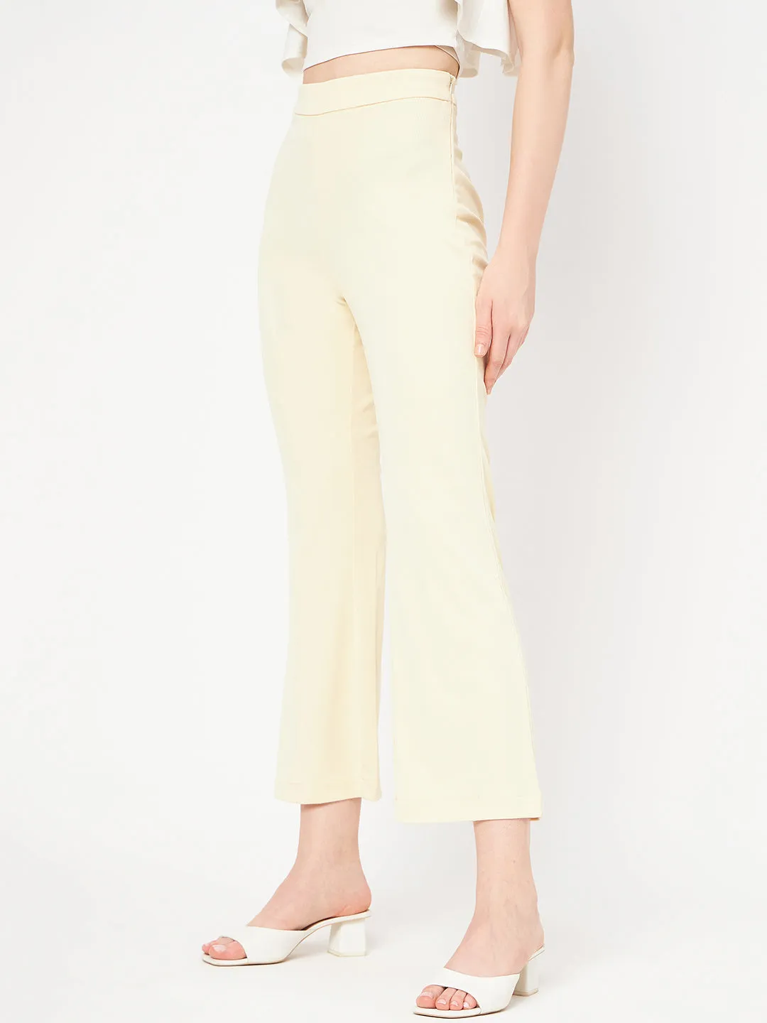 Madame High Rise Off-White Flared Trouser