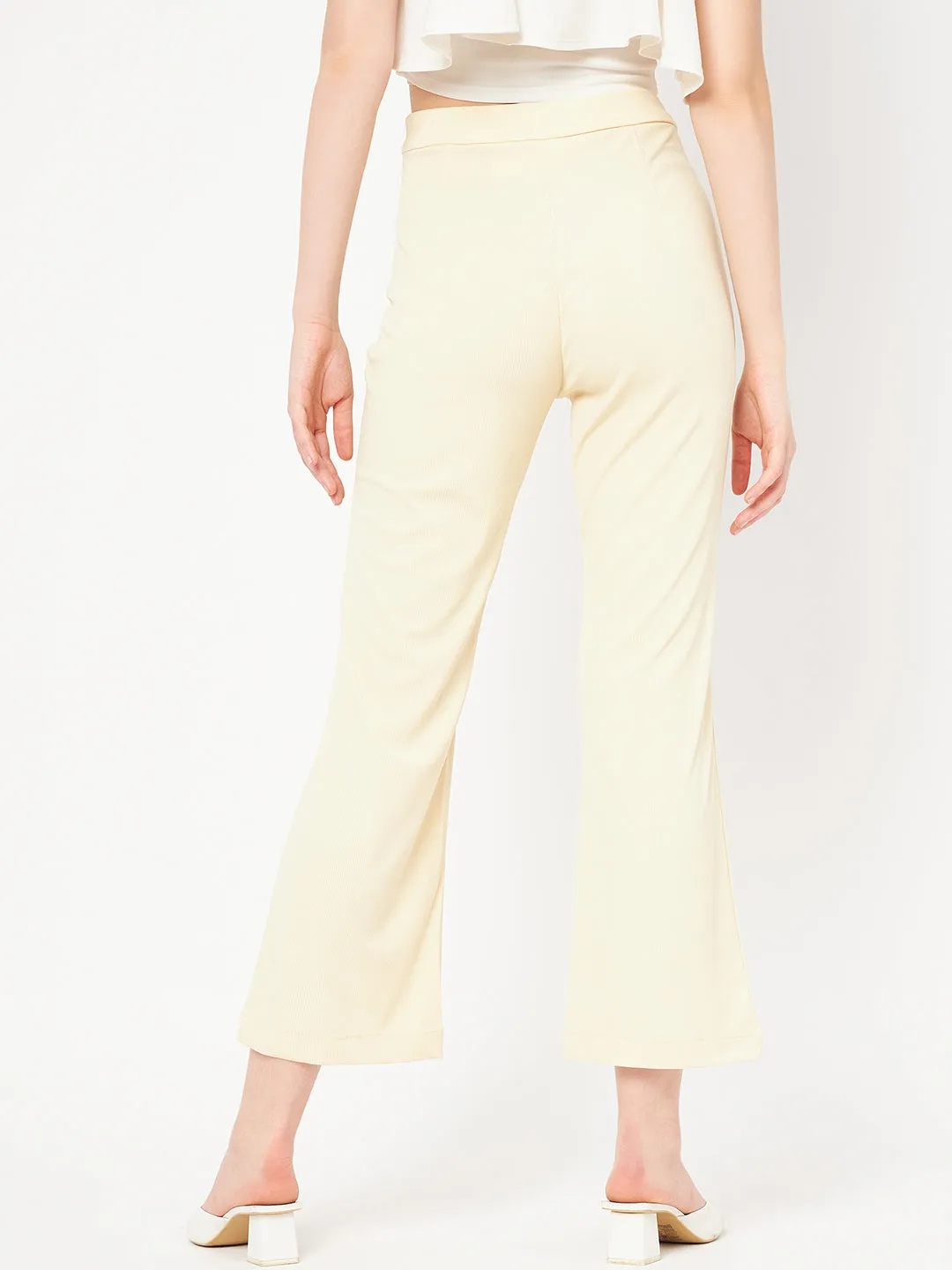 Madame High Rise Off-White Flared Trouser