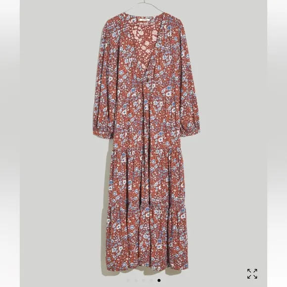 Madewell Challis Wrap Midi maxi Dress in Woodland Floral sz M