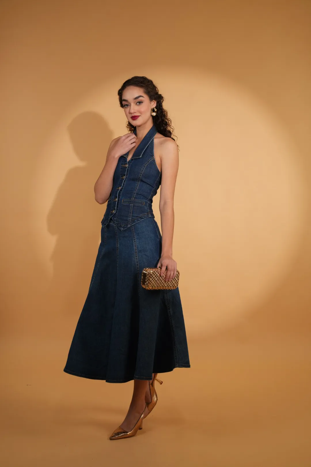 MADISON DENIM FLARED SKIRT