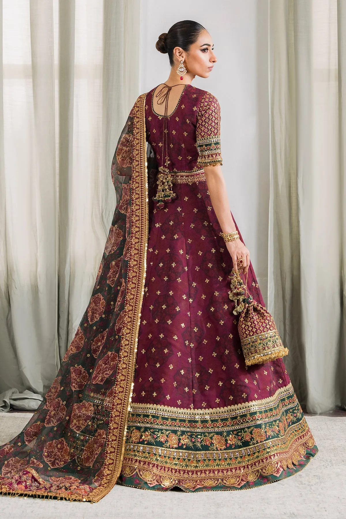 Magenta Pakistani Party Dress in Premium Chiffon Fabric