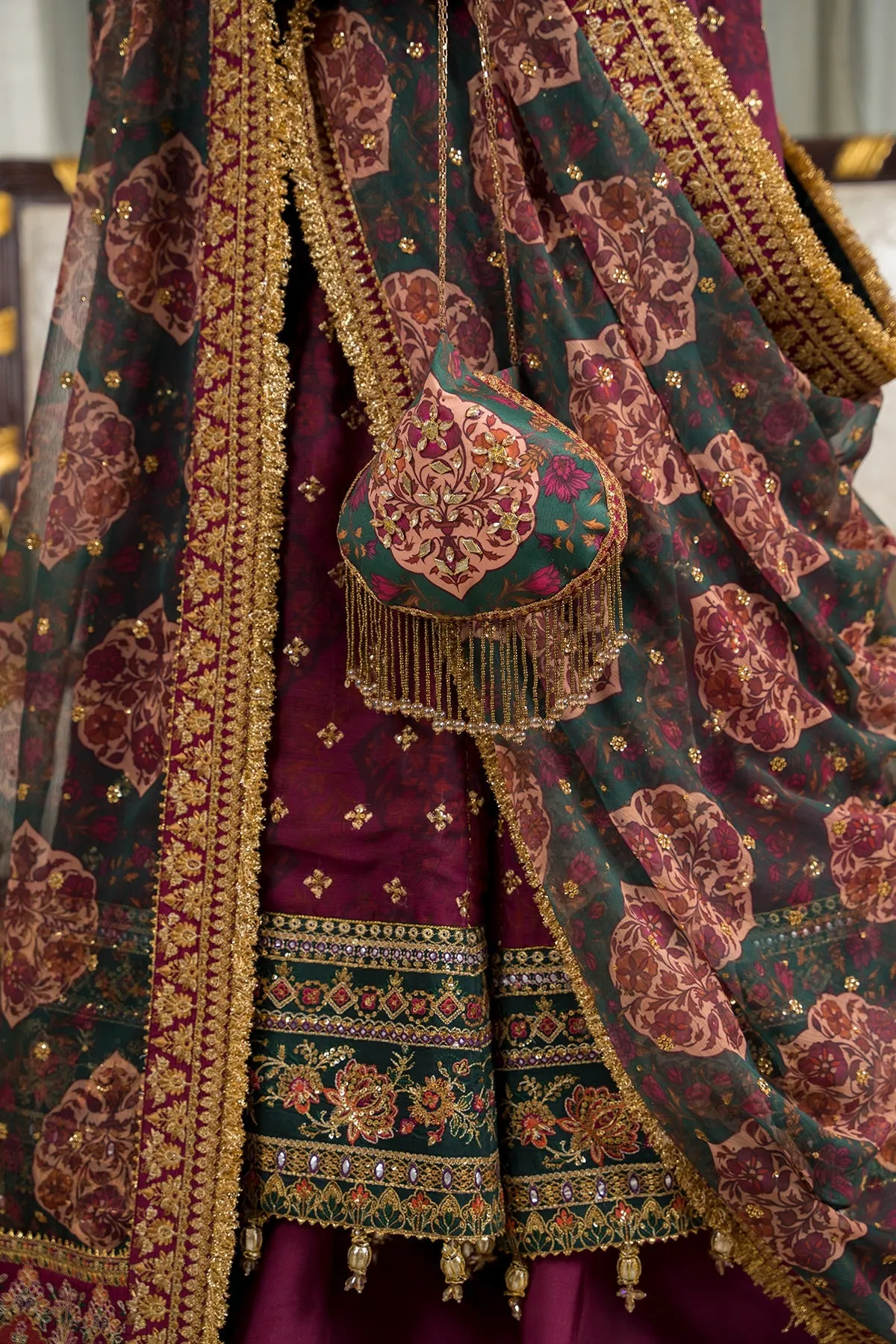 Magenta Pakistani Party Dress in Premium Chiffon Fabric