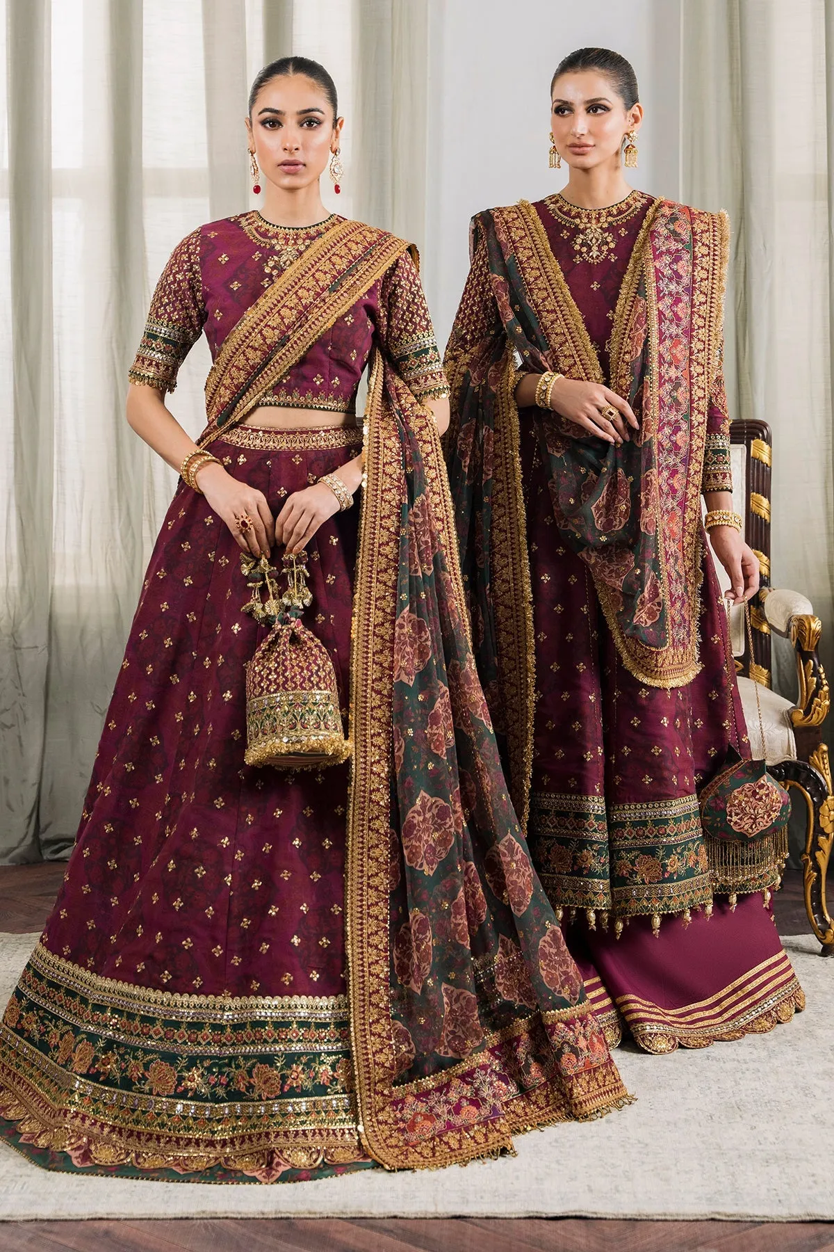 Magenta Pakistani Party Dress in Premium Chiffon Fabric