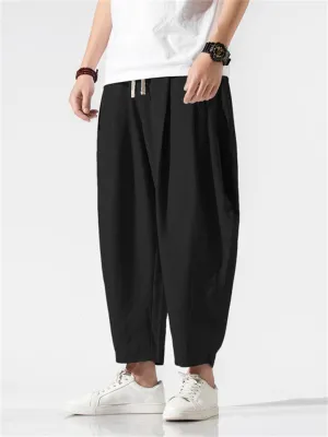 Male Chinese Style Relaxed Summer Wide Leg Pants