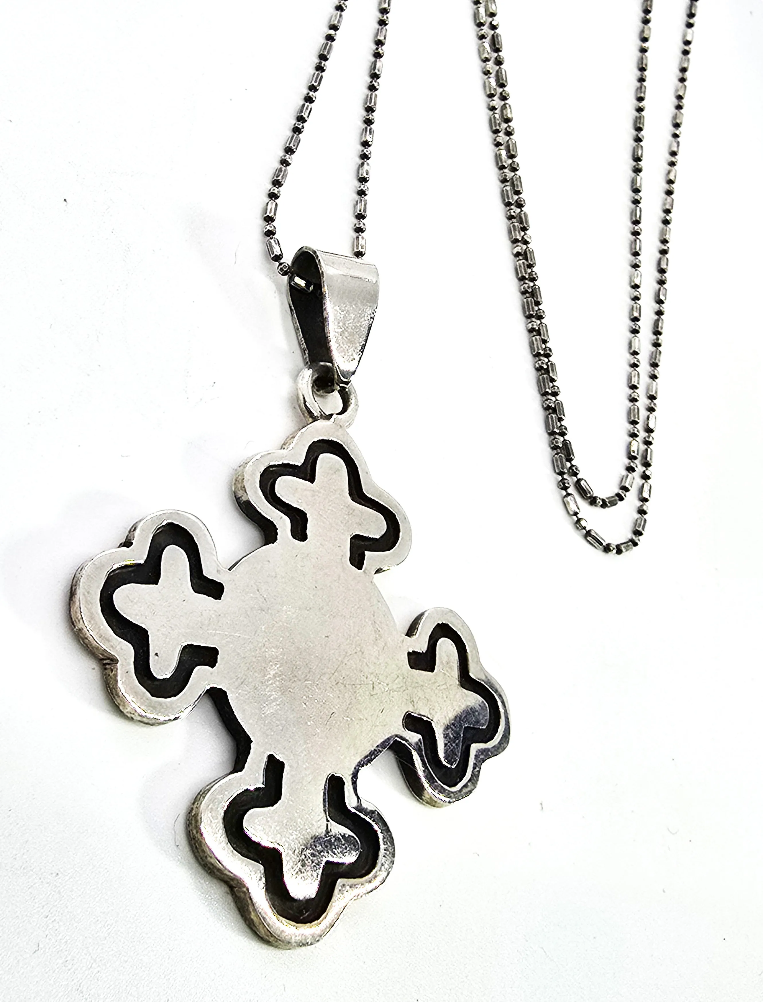Maltese cross vintage Mexican sterling silver men's necklace