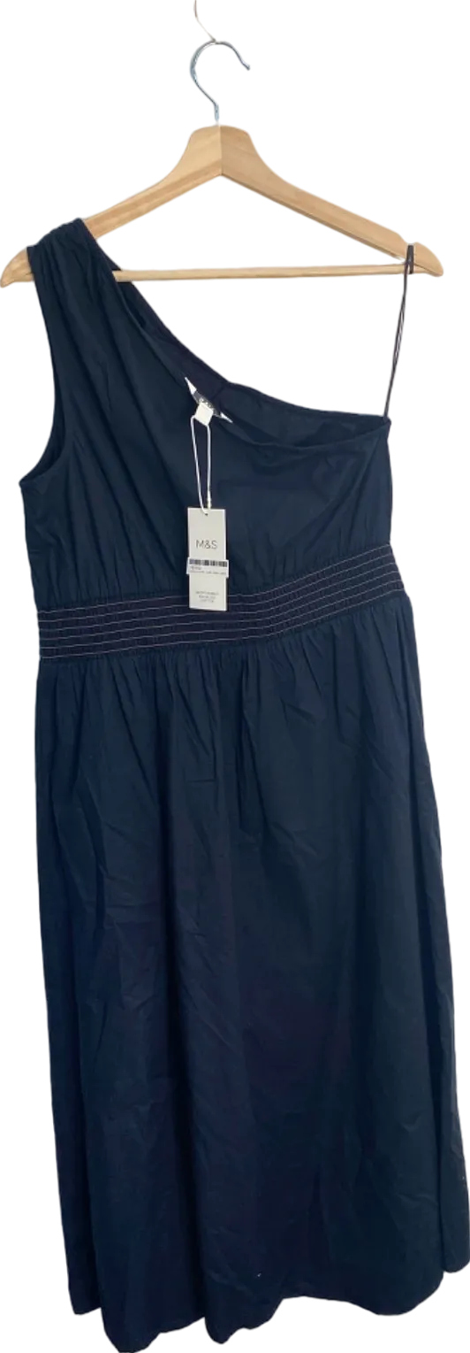 M&S Black One Shoulder Cotton Dress Size 12